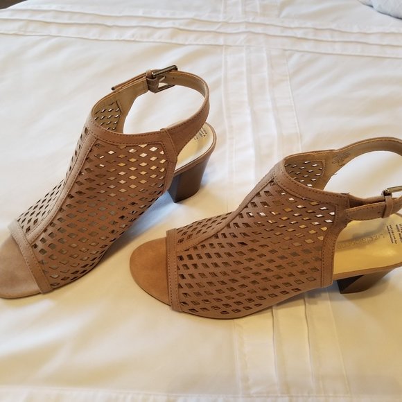 Liz Claiborne Shoes - Liz Claiborne Tan Suede-like Peep Toes 9.5 Wide